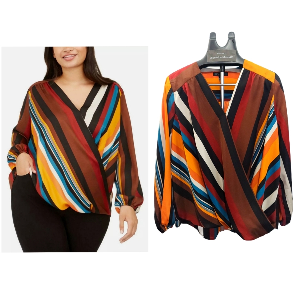 INC Striped Sutplice Shirt Blouse Top